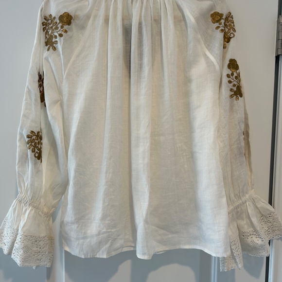 Nili Lotan Fleurine Gold Embroidered Blouse NWT XS - Picture 3 of 5